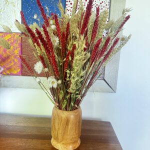 Maxi vase en bois tourné, fleurs champêtres séchées